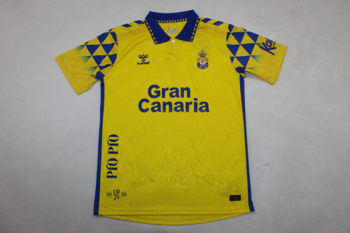 with All Sponor Logos Fan Version 2024-2025 Las Palmas Home Soccer Jersey