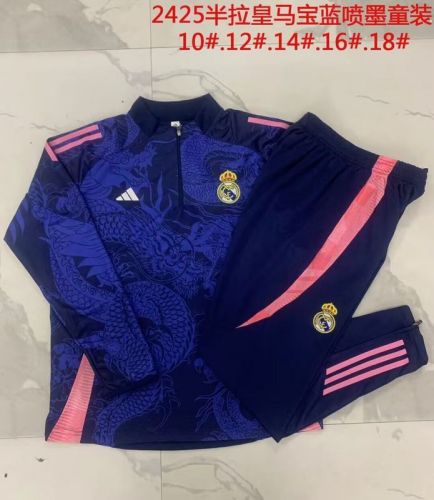 2024-2025 Real Madrid Purple Dragon Soccer Training Sweater and Pants Football Kit