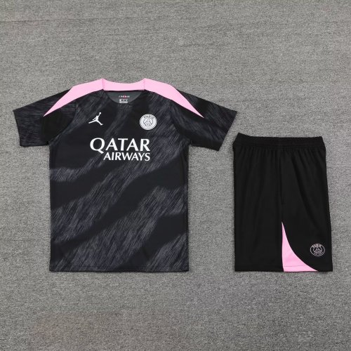 Adult Uniform 2024-2025 PSG Black/Pink Soccer Training Jersey and Shorts Paris Football Kits