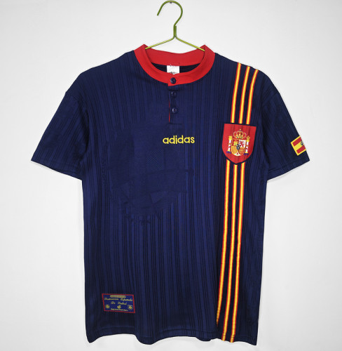 Retro Jersey 1996 Spain Third Away Dark Blue Soccer Jersey Vintage Camiseta de España Football Shirt