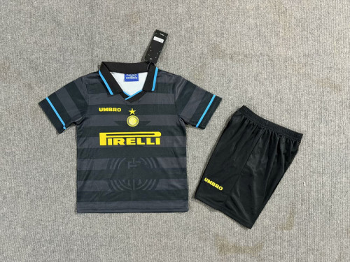 Retro Youth Uniform Kids Kit 2010-2011 Inter Milan Third Away Soccer Jersey Shorts Vintage Child Football Set