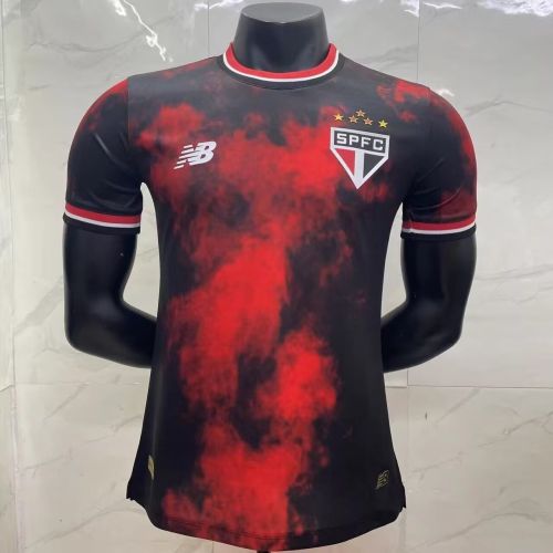 Player Version 2024-2025 Sao Paulo Third Away Black/Red Soccer Jersey Football Shirt