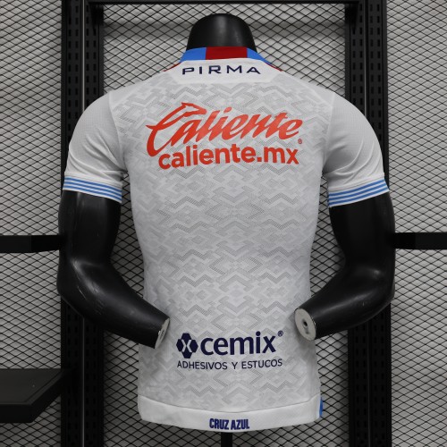 Player Version 2024-2025 Cruz Azul Away White Soccer Jersey Football Shirt