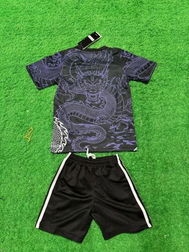Youth Uniform Kids Kit 2024-2025 Real Madrid Black/Purple Dragon Soccer Jersey Shorts Child Football Set