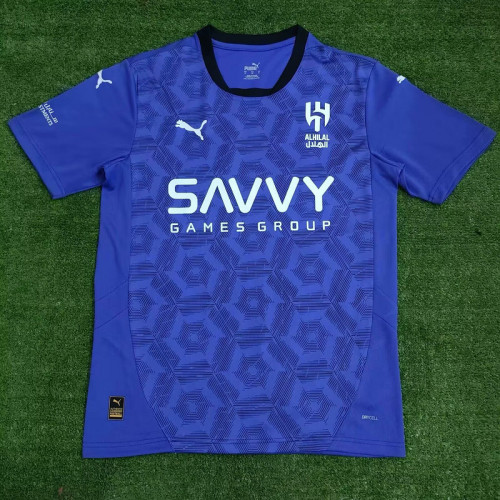 Fan Version 2024-2025 Al-Hilal Saudi Third Away Blue Soccer Jersey Football Shirt