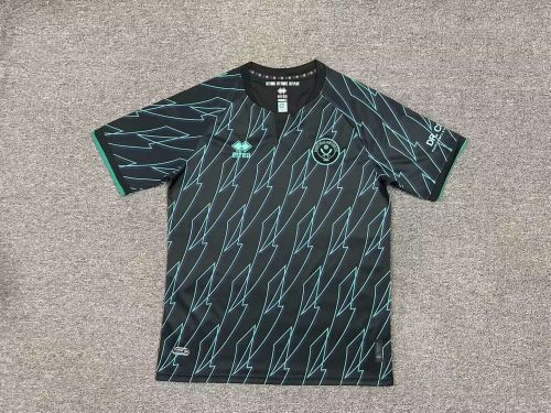 without Sponor Logo Fan Version 2024-2025 Sheffield United Away Black Soccer Jersey Football Shirt