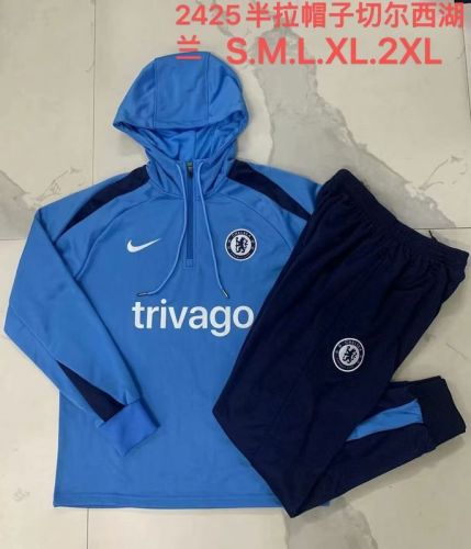 2024 Chelsea Blue Soccer Training Hoodie and Pants Football Tracksuit