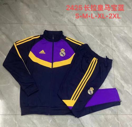 2024-2025 Real Madrid Dark Blue/Purple/Yellow Soccer Training Jacket Football Jacket and Pants