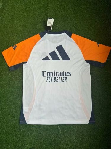 Real Madrid 2024-2025 White/Orange/Grey Soccer Training Jersey Football Shirt