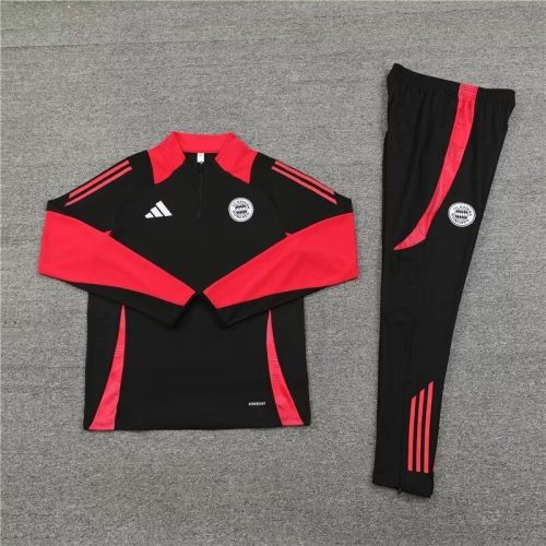 2024-2025 Bayern Munich Black/Red Soccer Training Sweater and Pants Football Kit