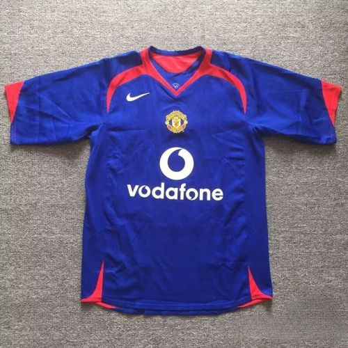 Retro Jersey 2005-2006 Manchester United RONALDO 7 Away Blue Soccer Jersey Vintage Football Shirt