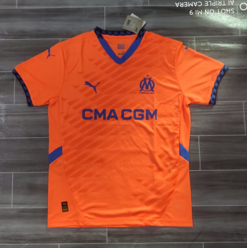 Fan Version 2024-2025 Olympique de Marseille Third Away Orange Soccer Jersey Football Shirt