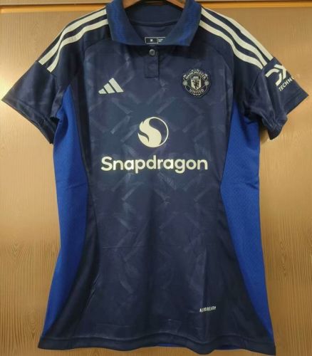 Women 2024-2025 Manchester United Away Dark Blue Soccer Jersey Girl Football Shirt