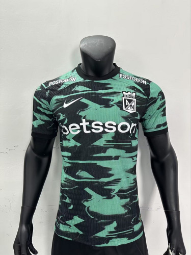 Player Version 2024-2025 Atletico Nacional de Medellin Away Black/Green Soccer Jersey Football Shirt