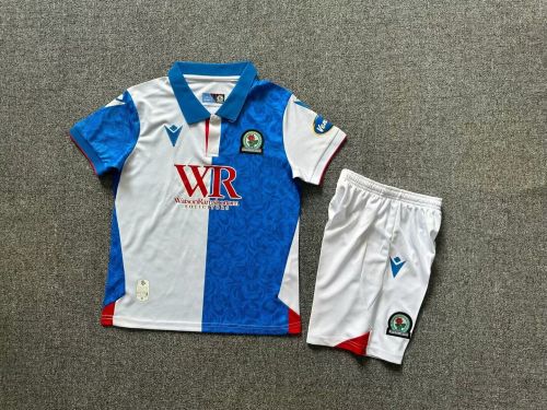Youth Uniform Kids Kit Blackburn2024-2025 Home Soccer Jersey Shorts Child Football Set