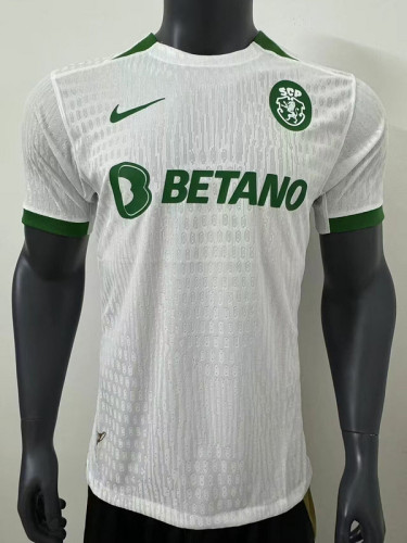 Player Version 2024-2025 Sporting Lisbon Away White Soccer Jersey Football Shirt
