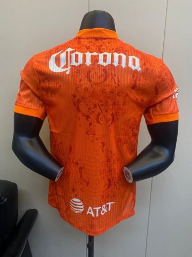 Player Version 2024-2025 Club America Aguilas Orange Goalkeeper Soccer Jersey Football Shirt