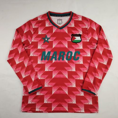 Retro Model Long Sleeve Palestine Red Soccer Jersey FC Palestina Football Shirt