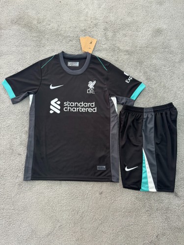 Adult Uniform 2024-2025 Liverpool Away Black Soccer Jersey Shorts Football Kit