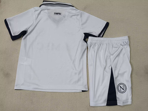 Youth Uniform Kids Kit Napoli 2024-2025 Away White Soccer Jersey Shorts Napoles Child Football Set