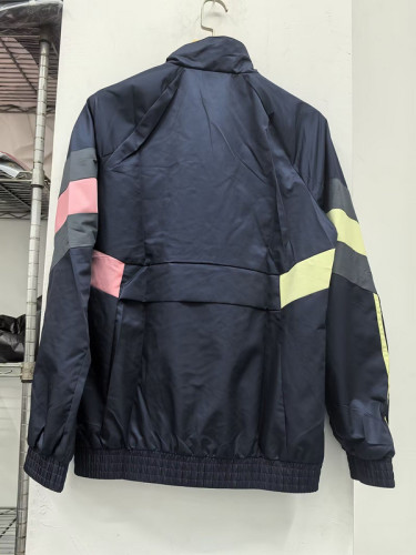 2024-2025 Juventus Dark Blue/Yellow/Pink Soccer Windbreaker Jacket Football Jacket