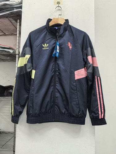 2024-2025 Juventus Dark Blue/Yellow/Pink Soccer Windbreaker Jacket Football Jacket