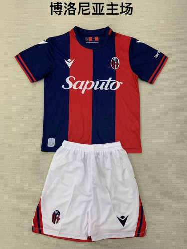 Youth Uniform Kids Kit Bologna 2024-2025 Home Soccer Jersey Shorts Child Football Set