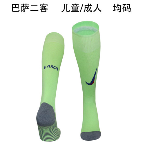 Youth/Adult 2024-2025 Barcelona Third Away Green Soccer Socks Football Socks