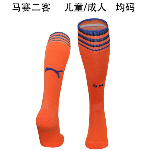 Youth/Adult 2024-2025 Marseille Third Away Orange Soccer Socks Football Socks