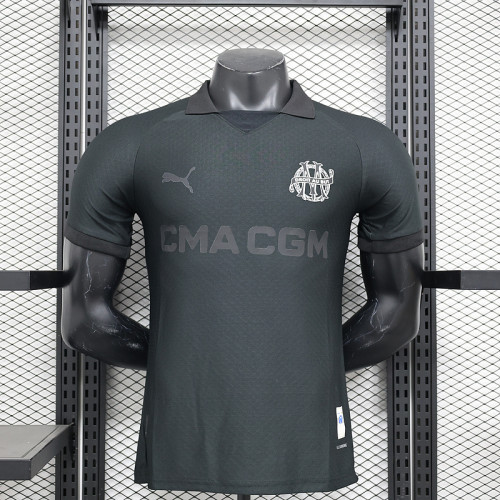 Player Version 2024-2025 Olympique de Marseille Black 125th Version Soccer Jersey Football Shirt