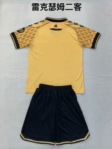 Youth Uniform Kids Kit 2024-2025 Wrexham Third Away Yellow Soccer Jersey Shorts Child Football Set