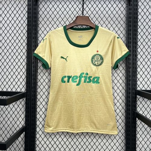 Women 2024-2025 Palmeiras Third Away Gold Soccer Jersey Girl Football Shirt