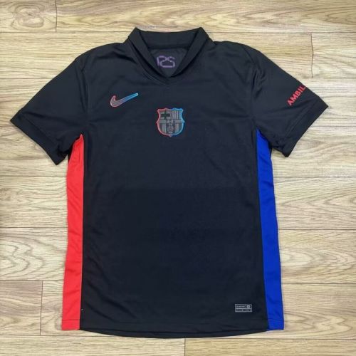 without sponor logo Barca Camisetas de Futbol Fan Version 2024-2025 Barcelona Away Black Soccer Jersey
