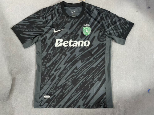 Fan Version 2024-2025 Sporting Lisbon Black Goalkeeper Soccer Jersey Football Shirt