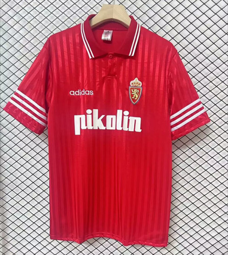 Retro Jersey 1995-1996 Real Zaragoza Away Red Soccer Jersey Vintage Camisetas de Futbol