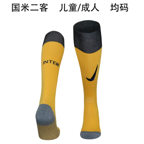 Youth/Adult 2024-2025 Inter Milan Third Away Yellow Soccer Socks Football Socks