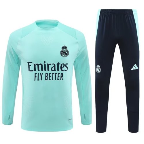 Player Version 2024-2025 Real Madrid Green Soccer Training Sweater and Pants Football Kit