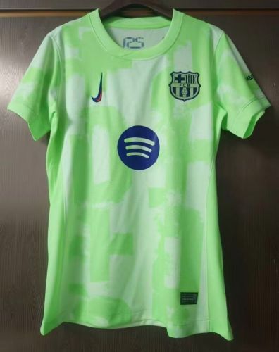 With Big Spofity Women 2024-2025 Barcelona Third Away Green Soccer Jersey Girl Football Shirt