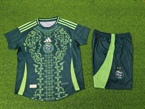 Player Version Youth Uniform Kids Kit 2025 Algeria Third Away Dark Green Soccer Jersey Shorts Child Football Set
