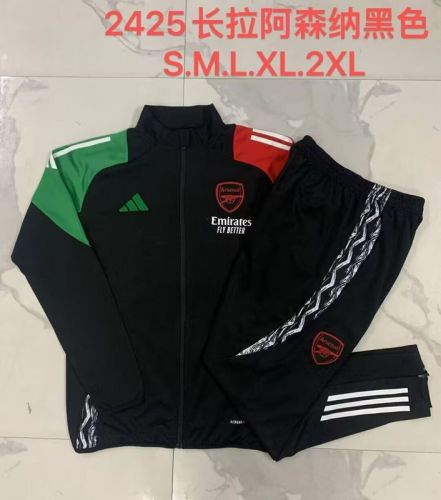 2024-2025 Arsenal Black/Green/Red Soccer Training Jacket Football Jacket and Pants