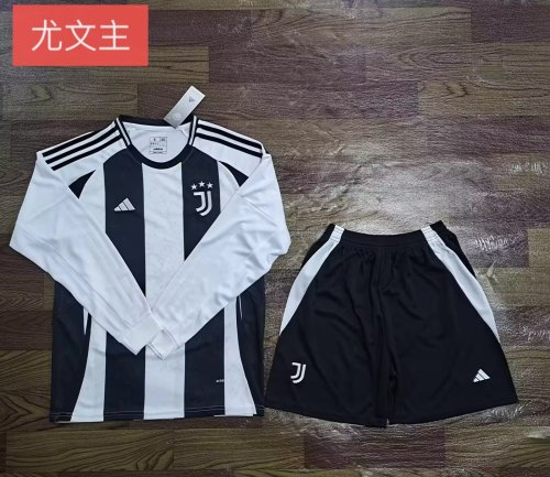 Adult Uniform Long Sleeve Maillot Juve Shirt 2024-2025 Juventus Home Soccer Jersey Shorts Football Kit