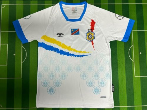Fans Version 2024-2025 Congo Away White Soccer Jersey Football Shirt