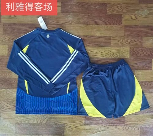 Long Sleeve Adult Uniform 2024-2025 Al Nassr Away Blue Soccer Jersey Shorts Football Kit
