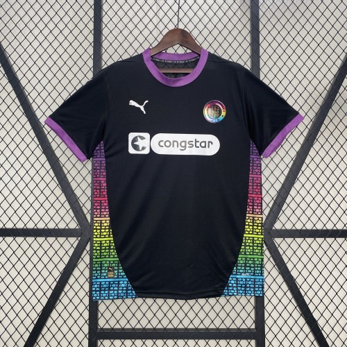 Fan Version 2024-2025 St. Pauli Third Away Black Soccer Jersey Football Shirt