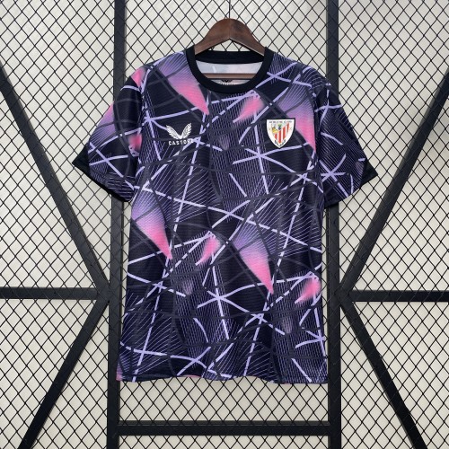 Fan Version 2024-2025 Athletic Bilbao Black/Purple Soccer Training Jersey Football Pre-match Shirt