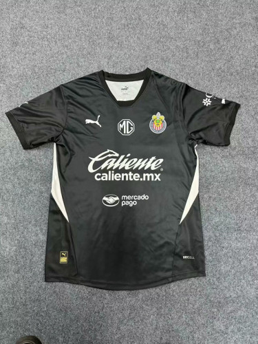 Fan Version 2024-2025 Chivas Black Goalkeeper Soccer Jersey Football Shirt
