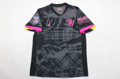 with Women League Patch Fan Version 2024-2025 Chelsea Third Away Black Soccer Jersey Football Shirt