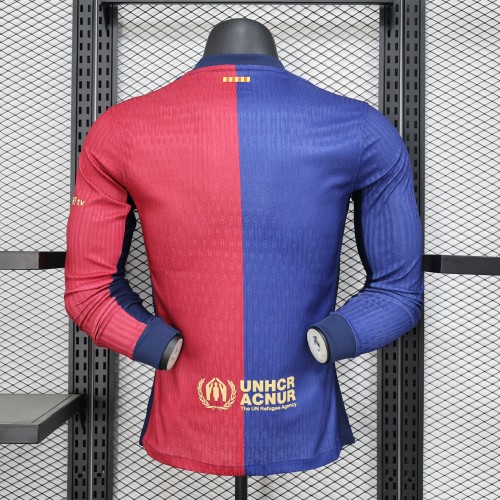 Coldplay Player Version Long Sleeve Barca Camisetas de Futbol 2024-2025 Barcelona Home Soccer Jersey