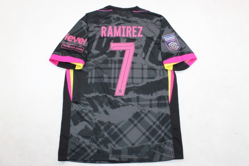 with Women League Patch Fan Version 2024-2025 Chelsea RAMIREZ 7 Third Away Black Soccer Jersey Football Shirt