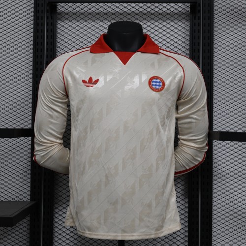 Long Sleeve Player Version Retro Model Bayern Munich 2024-2025 Gold Footbal Shirt Soccer Jersey